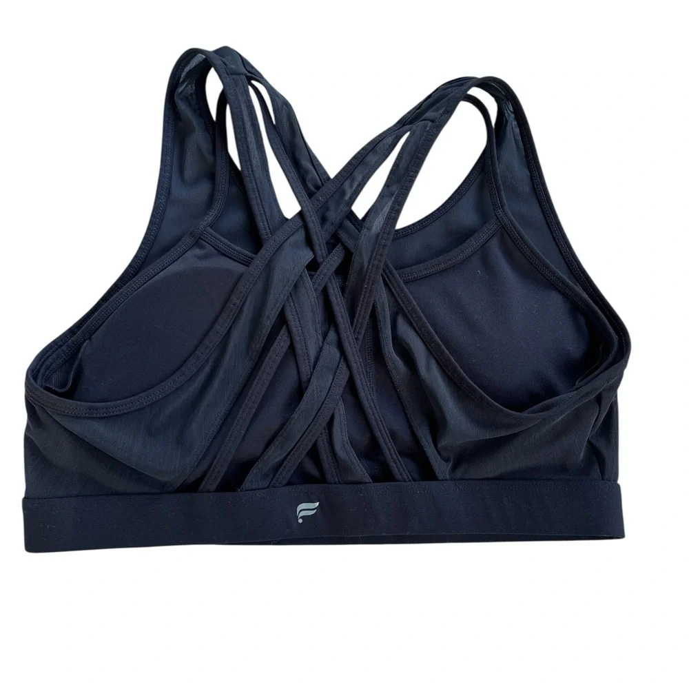 Fabletics Black Sports Bra with Strappy Back Moisture-Wicking Design - Picture 2 of 2